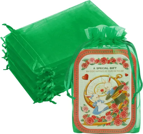 Miniatura 10 de Bolsas de organza de 3x4 pulgadas, 50 paquetes de pequeñas bolsas de regalo de malla con cordón, bolsas de muestra para fiesta, boda, baby shower