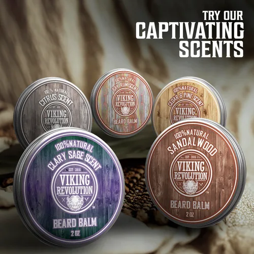 Miniatura 7 de Viking Revolution MEJOR OFERTA Bálsamo de barba con aceite de argán y manteca de mango - Estiliza, fortalece y suaviza barbas y bigotes - cera