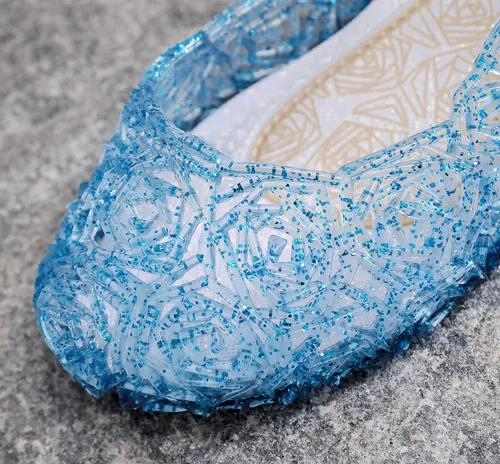 Miniatura 4 de Zapatos de gelatina para niñas, sandalias de cumpleaños de princesa Snow Queen para niñas pequeñas, sandalias azules con purpurina talla 9
