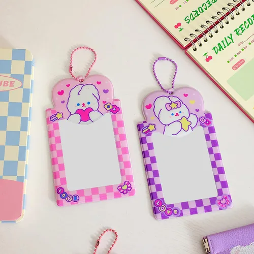 Miniatura 4 de Paquete de 4 soportes para tarjetas fotográficas de conejo Kpop Y2K, funda para fotos de dibujos animados, tarjeta de crédito, funda protectora