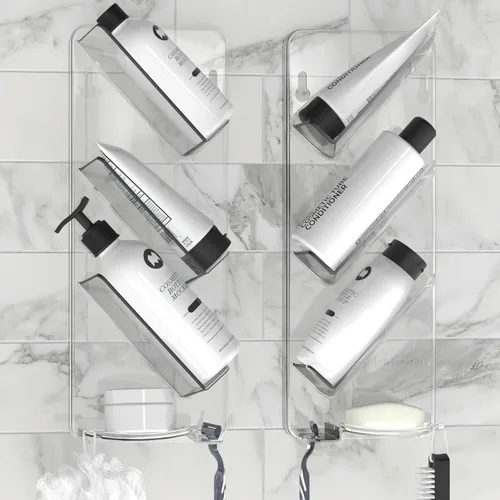 Miniatura 9 de ShowerGem Organizador de ducha fácil de limpiar, paquete de 2 organizadores de baño duraderos a prueba de óxido, sin ventosas, sin tornillos