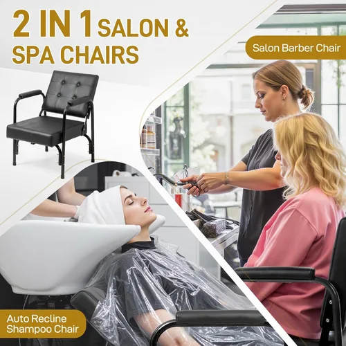 Miniatura 7 de Winado Silla de champú reclinable automático, silla de peluquería portátil con respaldo inclinado, equipo de belleza de spa resistente para Negro