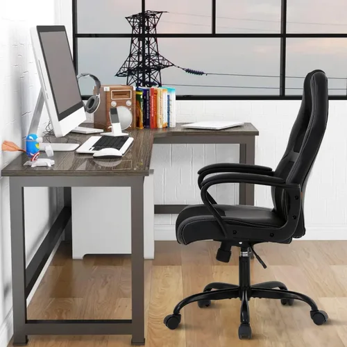 Miniatura 3 de Silla ejecutiva para juegos de PC con soporte lumbar y reposacabezas, silla ergonómica de cuero para oficina en casa, sala de juegos, resistente