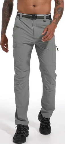 Miniatura 8 de WENRONSTA Pantalones cargo de senderismo para hombre, secado rápido, ligeros, impermeables, 6 bolsillos, para exteriores, pesca, montaña