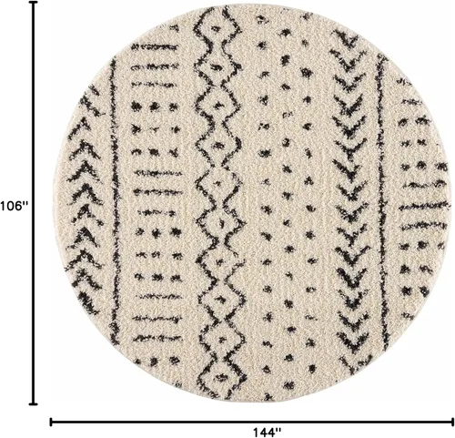 Miniatura 136 de Hauteloom, Duncans - Alfombra de estilo granja de pelo mullido para sala y dormitorio, con borlas - Beige, carbón, gris - 2 pies 7 pulgadas x 7 pies