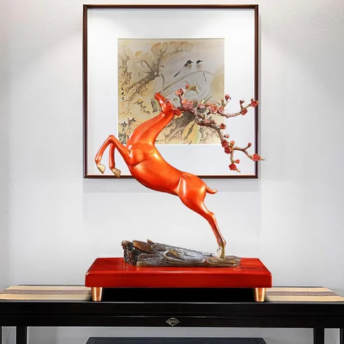 Miniatura 7 de Chinese feng shui statue sculpture Pure Copper Crafts Deer Statue Copper Deer Decoration Home Living Room Wine Cabinet Deer Ornament Housewarming