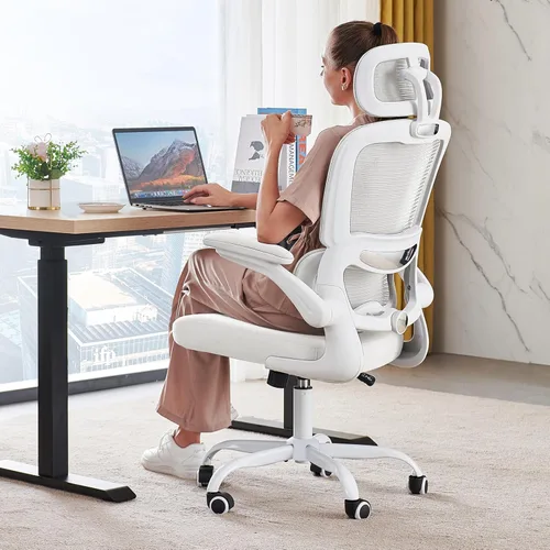 Miniatura 18 de TRALT Silla de oficina ergonómica, silla de escritorio de malla para el hogar de 330 libras, sillas de escritorio de oficina con ruedas, cómodas