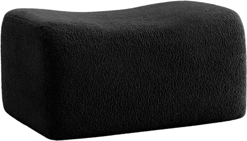 Otomana de tela de peluche negra, moderno reposapiés modular sin hueso en una caja para sala de estar, cómodo diseño de asiento profundo, no