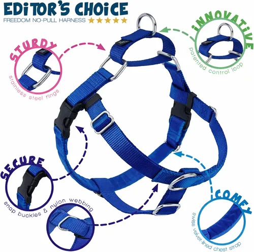 Miniatura 4 de 2 Hounds Design - Arnés para perro (libertad sin tirar), control ajustable, suave y cómodo para pasear perros fácilmente, para perros pequeños, Azul