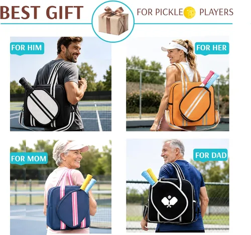 Miniatura 7 de Bolsa deportiva de pickleball con soporte para raqueta, neopreno, correa de hombro ajustable