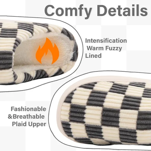 Miniatura 15 de Jaeynow Pantuflas mullidas para mujer en interiores, zapatos de casa unisex de espuma viscoelástica para hombre, zapatos de invierno cálidos