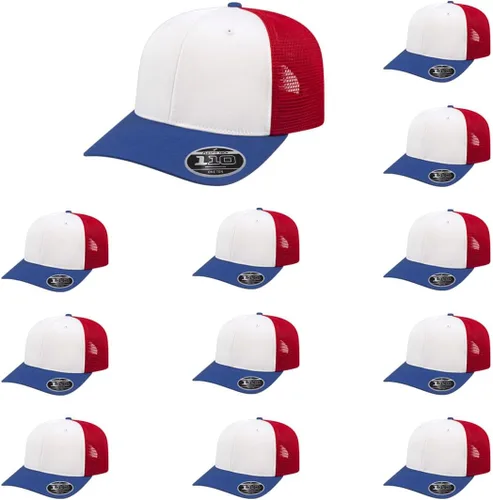 Miniatura 113 de Cap America i8502 Flexfit 110 Premium - Gorra de camionero de perfil medio con 6 paneles de malla trasera con protección UV y cierre ajustable Azul