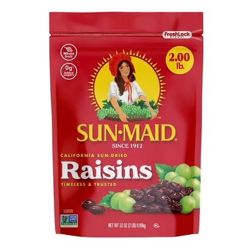 Miniatura 7 de Sun-Maid California Sun-Dried Raisins - Paquete de 2 bolsas resellables de 32 onzas, aperitivo de frutas secas para almuerzos, aperitivos