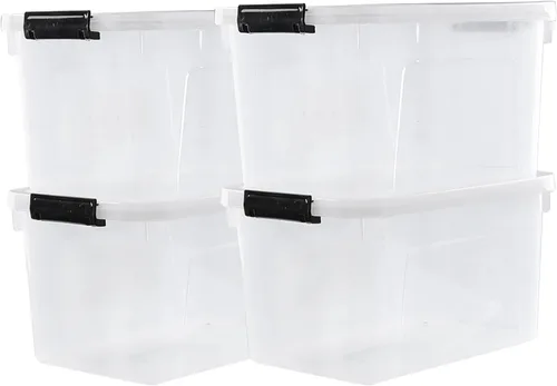 Paquete de 4 cajas de almacenamiento de 10.5 cuartos de galón con tapa, contenedor de plástico para almacenamiento