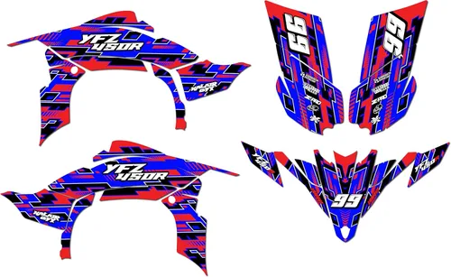 Miniatura 6 de Kit de calcomanías gráficas Kalair GFX para Yamaha YFZ 450R (2009-2013) Serie Incision Azul 16 Mil - Kit de calcomanías y vinilos personalizados
