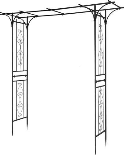 Miniatura 11 de Outvita - Arco de jardín de 7 pies con puerta de entrada, enrejado de metal resistente, marco decorativo con estacas de tierra para ceremonia