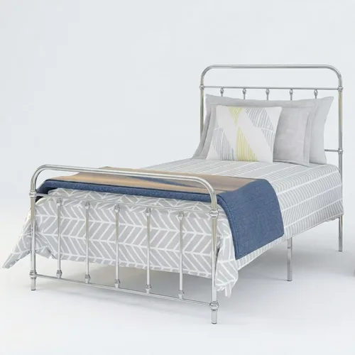 East West Furniture GDTBSIL Garland - Marco de cama individual con 6 patas de metal, marco de cama de lujo con recubrimiento en polvo, color plateado