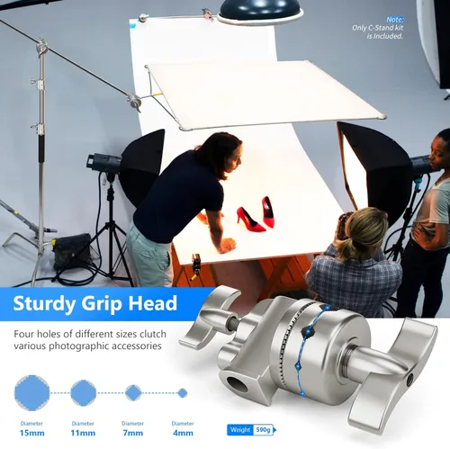 Miniatura 4 de NEEWER Soporte profesional en C resistente de acero inoxidable 100% con brazo de pluma, altura máxima de 10.5 pies, soporte de luz para fotografía