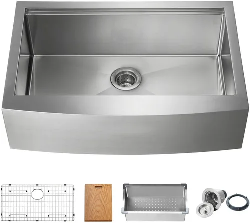Miniatura 4 de KIBI Fregadero de cocina de 30 ″ de acero inoxidable, fregadero de estación de trabajo frontal con cuenco profundo de 10 pulgadas rejilla