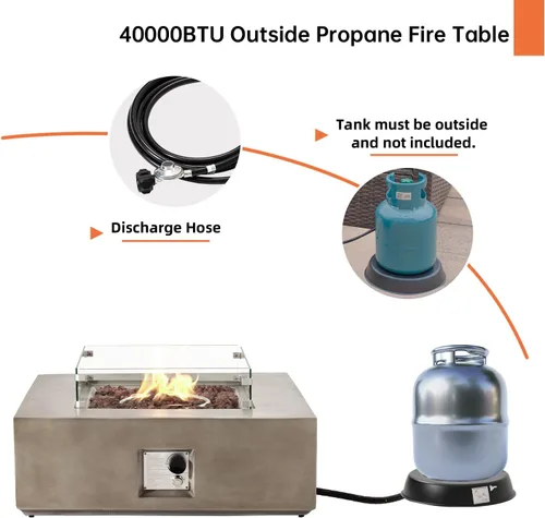Miniatura 5 de HOMPUS Mesa cuadrada de propano para exteriores, mesa de fuego de 35 x 12 pulgadas, 50000 BTU con cubierta impermeable y piedra de fuego para patio