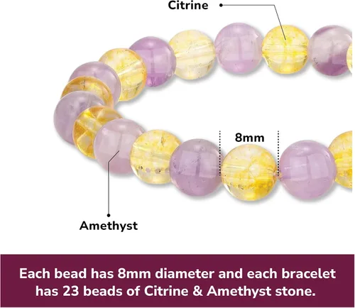 Miniatura 11 de Crystal Vibe Pulseras de cuentas de 0.315 in para mujeres y hombres, pulseras de cristal con piedras preciosas naturales, tamaño elástico ajustable