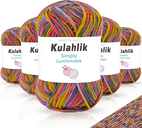 Miniatura 94 de 50g (1x50g) Hilo Acrílico para Crochet y Tejido, Hilo Degradado Colorido, 1 Rollo de Madejas, Hilo Acrílico Multicolor, Perfecto para Proyectos