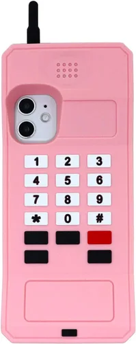 Miniatura 3 de Bonita funda clásica retro con forma de teléfono celular para iPhone 13, iPhone 14, iPhone 15 de 6.1 pulgadas, funda de silicona suave con dibujos