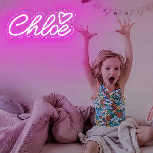 Miniatura 7 de Letrero de neón grande con nombre de Chloe para decoración de pared, luz LED de neón con nombre de Chloe para dormitorio de niños, decoración