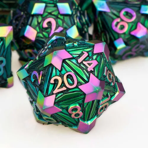 Miniatura 14 de Juego de dados de metal de 7 piezas con caja, dados D y D rojos para Debris RPG para juegos de mesa D&D, juego de rol, juego de dados poliédricos