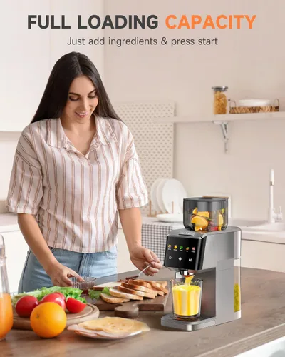 Miniatura 8 de Exprimidor de prensa en frío con canal de alimentación grande de 5.12 pulgadas, tecnología de masticación lenta para retención de nutrientes, motor