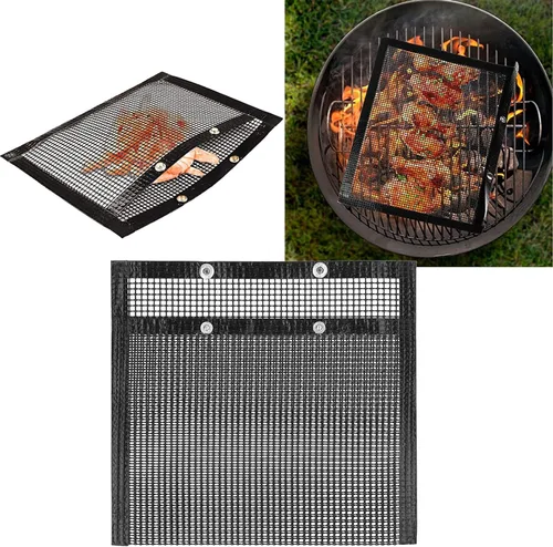 Miniatura 3 de Bolsa de malla antiadherente para parrilla, resistente a altas temperaturas, bolsa de barbacoa reutilizable para carbón, gas, parrillas eléctricas