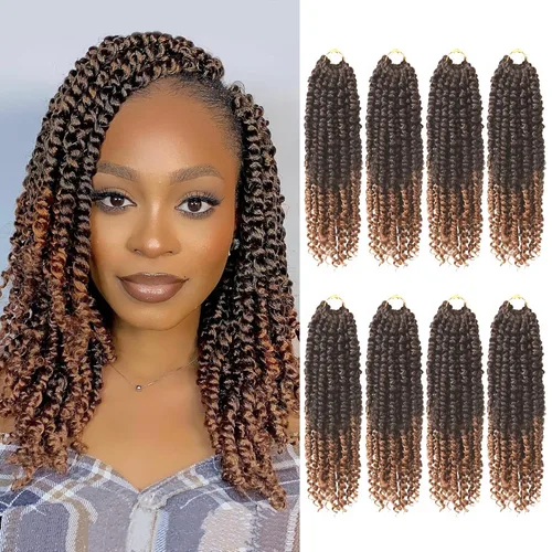 Miniatura 25 de Bileaf Cabello de Ganchillo Passion Twist Pre-retorcido de 10 Pulgadas, 8 Paquetes de Ganchillo Passion Twist, Cabello Corto Passion Twist
