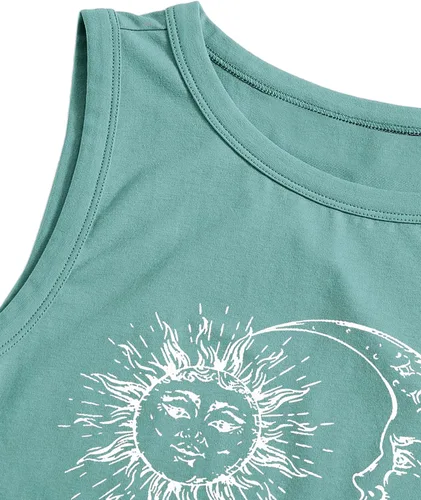 Miniatura 3 de Remidoo Camiseta sin mangas para mujer, estilo casual, con gráficos, recortada, cuello redondo