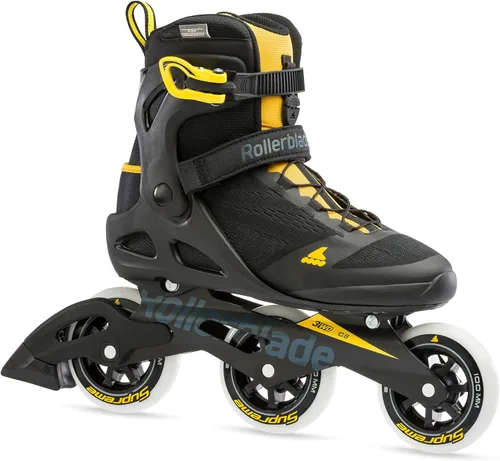 Miniatura 7 de Rollerblade Macroblade 100 3WD - Patines en línea para hombre, color negro y amarillo azafrán, patines en línea de rendimiento