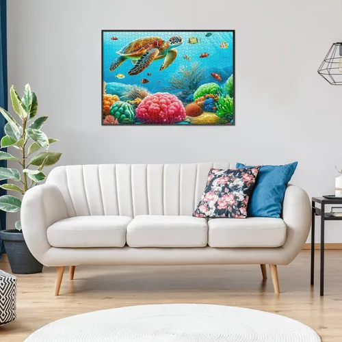 Miniatura 8 de Rocorose Rompecabezas para adultos de 1000 piezas, rompecabezas de tortuga marina del mundo submarino para actividad familiar, océano naturaleza