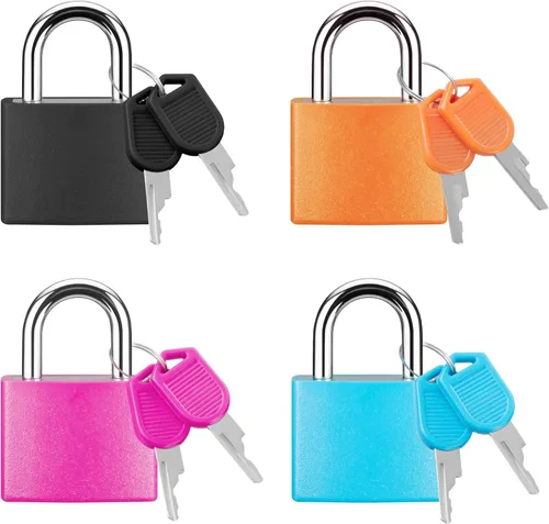 Puroma Mini candado para maleta con llaves, paquete de 4 cerraduras de casillero de 0.866 pulgadas, cerradura de llave de equipaje para casillero de