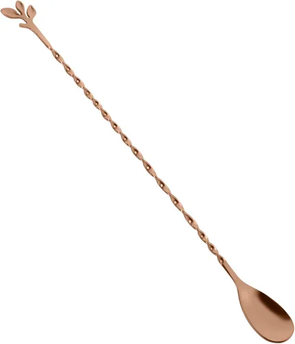 Miniatura 13 de AnSaw Cuchara de cóctel negra de acero inoxidable de 12 pulgadas con mango de hojas, perfecta para mezclar y poner en capas bebidas en tazas altas
