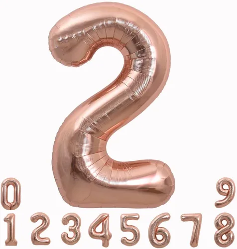 Miniatura 10 de TONIFUL 40 Inch Pastel Blue Number 8 Foil Balloons Large Mylar Foil Digital 8 Balloons for 8th Birthday, Gender Neutral Party, Baby Shower, Oro rosa