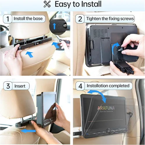 Miniatura 8 de Arafuna - Reproductor de DVD portátil dual de 10.5 pulgadas, pantalla recargable para automóvil reproduce una misma o dos películas diferentes