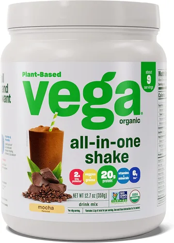 Miniatura 14 de Vega Todo en Uno Nutrición Orgánica - 20 g de proteína de guisante a base de plantas, vainilla francesa, 43 porciones, vitaminas A y C, probióticos
