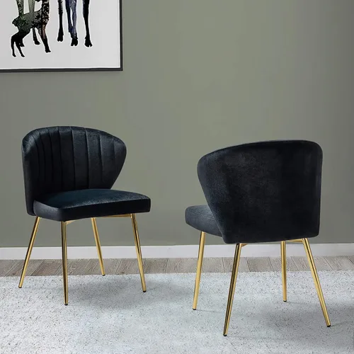 Miniatura 24 de TINA'S HOME Juego de 2 sillas decorativas, sillas laterales de terciopelo glamoroso con patas doradas, sillas de comedor tapizadas de mediados