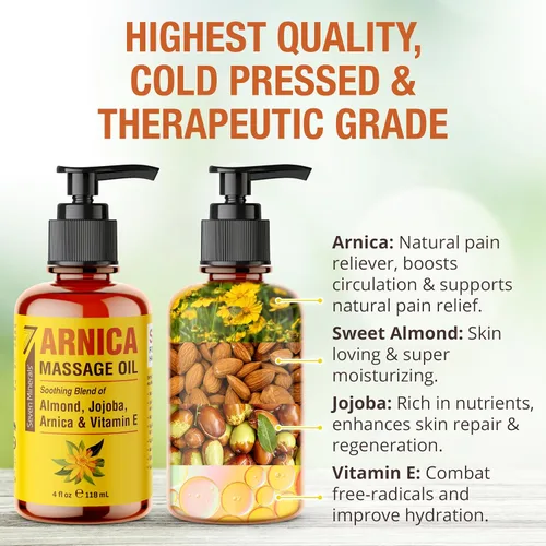 Miniatura 3 de Aceite de masaje para músculos adoloridos de Seven Minerals con árnica para terapia de masaje - 4 oz - Ideal para masaje corporal profesional