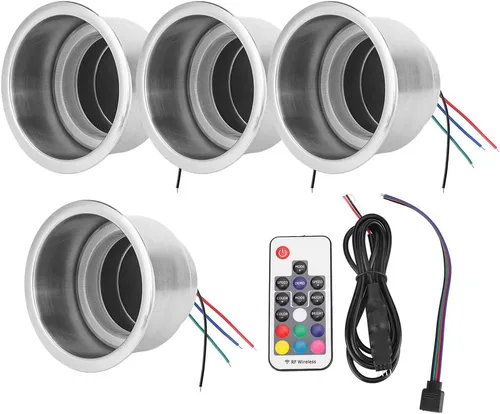 Fydun Portavasos para automóvil, 4 unidades, DC 12 V, RGB LED, portavasos para botellas de bebidas con control remoto para camiones de autocaravana