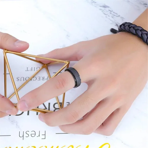 Miniatura 3 de WLPCIV Anillo de ansiedad para mujeres y hombres, anillo giratorio de acero inoxidable, anillos de arena con acabado con purpurina para aliviar