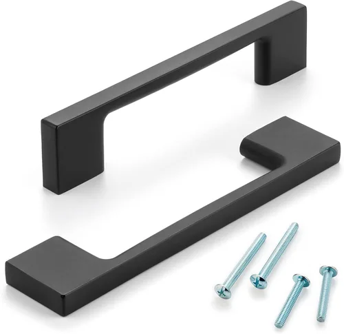 Miniatura 2 de Paquete de 10 tiradores para gabinete de 3-3/4 pulgadas (96mm) de color negro mate, manijas de gabinete negro para cocina, accesorios de cocina