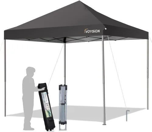 Tienda de campaña desplegable de 10 x 10 pies, configuración para 1 persona, refugio solar instantáneo al aire libre, patas rectas con funda de Negro