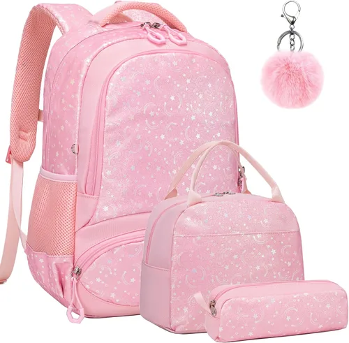 Miniatura 72 de Juego de mochila para niñas y adolescentes, mochila escolar para niños con bolsa para el almuerzo, estuche para lápices, mochilas escolares