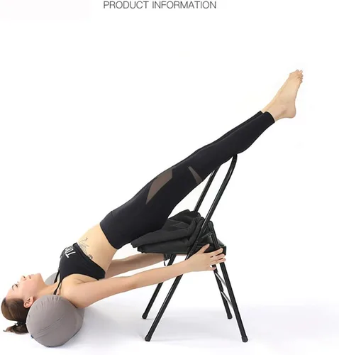 Miniatura 3 de Silla de yoga Pilates, Silla auxiliar profesional Iyengar, Silla plegable de yoga endurecida y gruesa, sólida antideslizante, estable y duradera