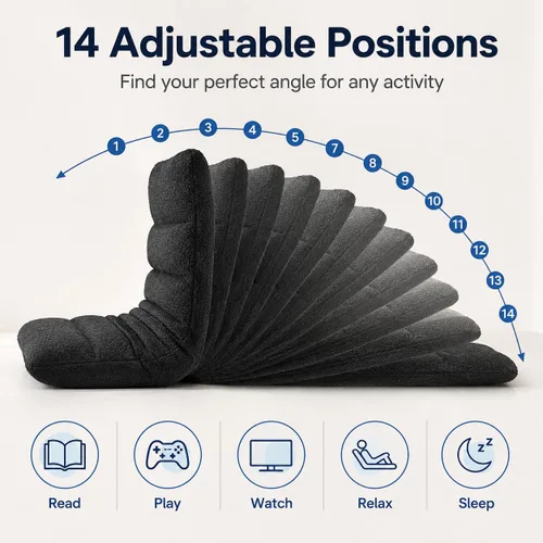 Miniatura 3 de Adjustable Floor Chair with Memory Foam, Folding Gaming Chair with Back Support, Padded Sleeper Bed Couch Recliner, Self-Supporting Floor Lounger