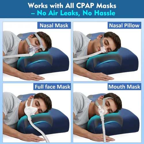 Miniatura 2 de Almohada CPAP para personas que duermen de lado y espalda – Almohada cervical ajustable de espuma viscoelástica para apoyo del cuello y un mejor